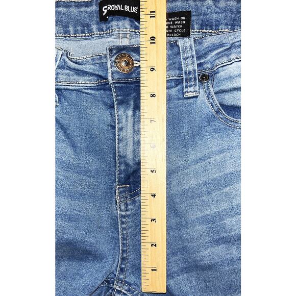 Royal Blue Ripped Super Skinny High-Rise Jeans Men's 34X30 - Picture 3 of 7